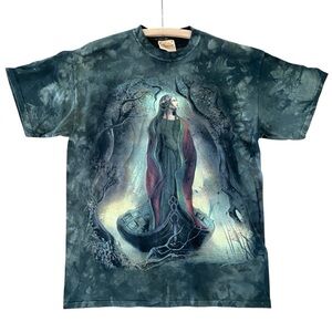 The Mountain Y2K 100% Unisex Cotton Forest Fairy Green Tie Dye T-Shirt Size L